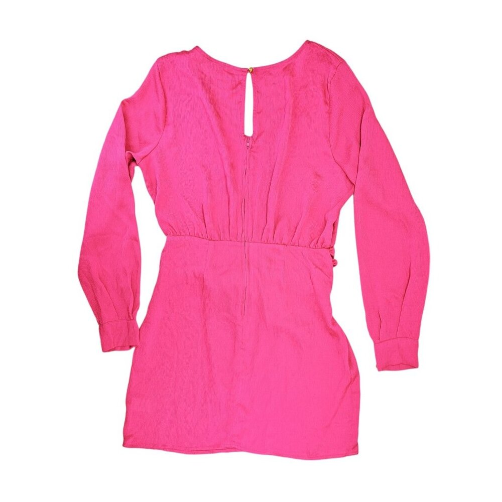 Emerald Sundae Pink Long Sleeve Mini Dress With Tie Waist Women Size Medium - Picture 2 of 8